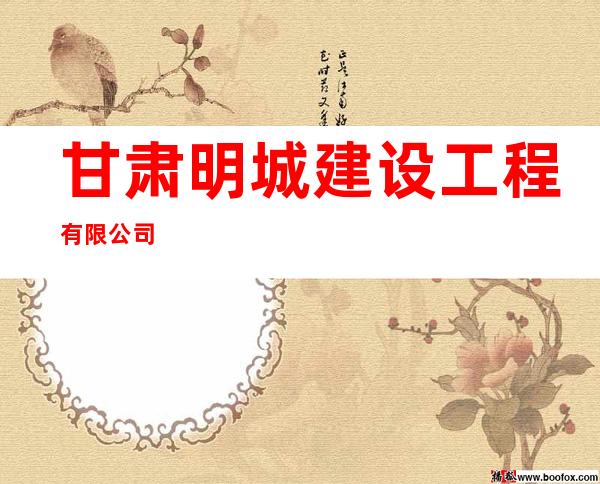 甘肃明城建设工程有限公司